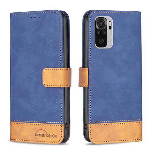 Coque Portefeuille Livre Cuir Etui Clapet B02F pour Xiaomi Poco M5S Bleu