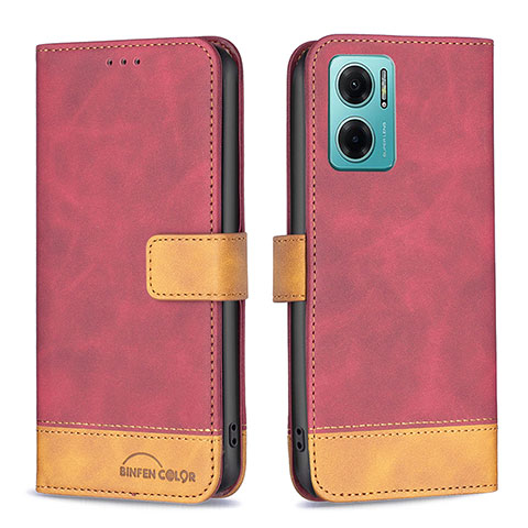 Coque Portefeuille Livre Cuir Etui Clapet B02F pour Xiaomi Redmi 10 5G Rouge