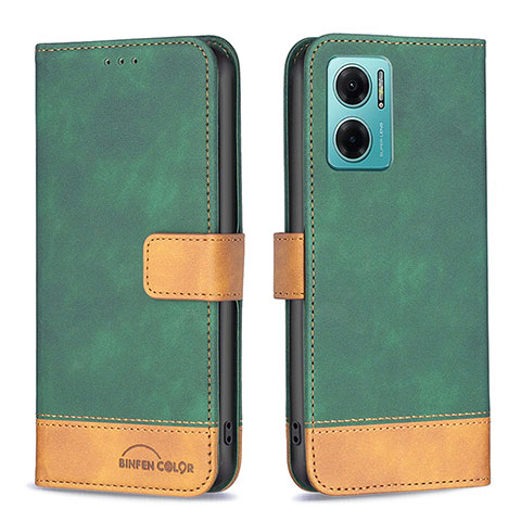 Coque Portefeuille Livre Cuir Etui Clapet B02F pour Xiaomi Redmi 10 5G Vert