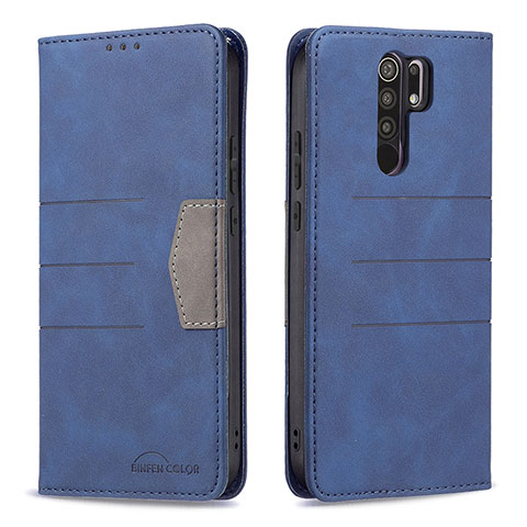 Coque Portefeuille Livre Cuir Etui Clapet B02F pour Xiaomi Redmi 9 Prime India Bleu