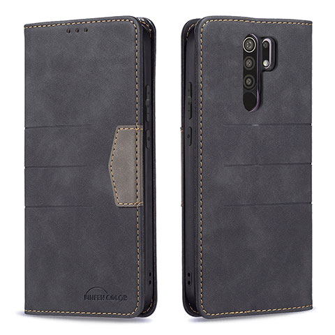 Coque Portefeuille Livre Cuir Etui Clapet B02F pour Xiaomi Redmi 9 Prime India Noir