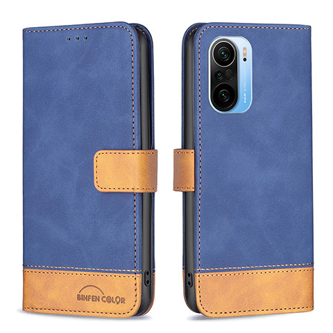 Coque Portefeuille Livre Cuir Etui Clapet B02F pour Xiaomi Redmi K40 Pro+ Plus 5G Bleu