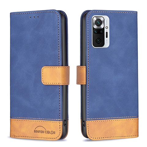 Coque Portefeuille Livre Cuir Etui Clapet B02F pour Xiaomi Redmi Note 10 Pro 4G Bleu