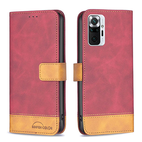 Coque Portefeuille Livre Cuir Etui Clapet B02F pour Xiaomi Redmi Note 10 Pro 4G Rouge