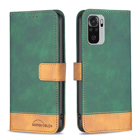 Coque Portefeuille Livre Cuir Etui Clapet B02F pour Xiaomi Redmi Note 10S 4G Vert