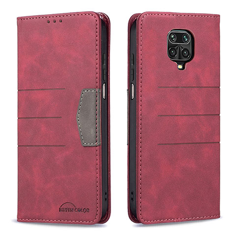 Coque Portefeuille Livre Cuir Etui Clapet B02F pour Xiaomi Redmi Note 9 Pro Max Rouge