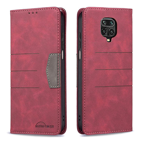 Coque Portefeuille Livre Cuir Etui Clapet B02F pour Xiaomi Redmi Note 9 Pro Rouge
