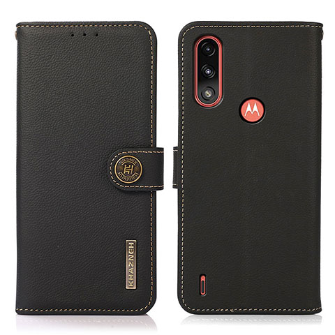 Coque Portefeuille Livre Cuir Etui Clapet B02H pour Motorola Moto E7 Power Noir