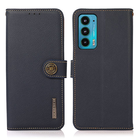 Coque Portefeuille Livre Cuir Etui Clapet B02H pour Motorola Moto Edge 20 5G Bleu