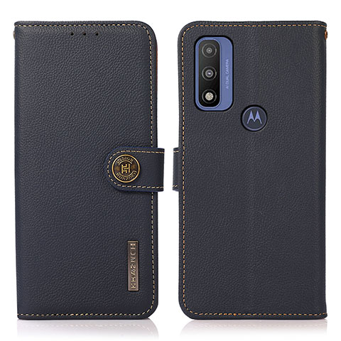 Coque Portefeuille Livre Cuir Etui Clapet B02H pour Motorola Moto G Pure Bleu