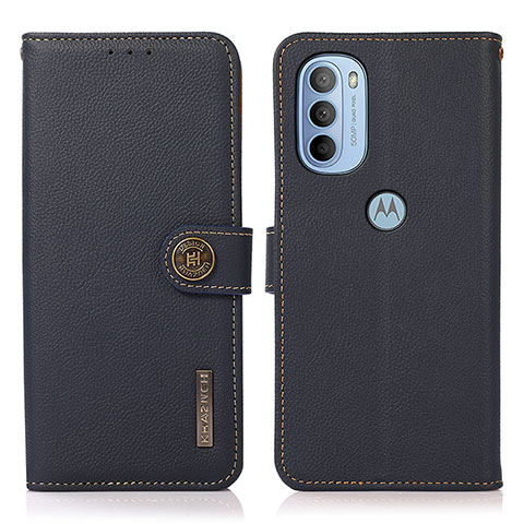 Coque Portefeuille Livre Cuir Etui Clapet B02H pour Motorola Moto G31 Bleu