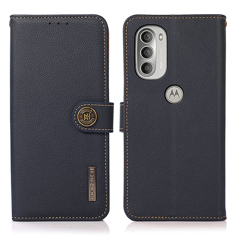 Coque Portefeuille Livre Cuir Etui Clapet B02H pour Motorola Moto G51 5G Bleu