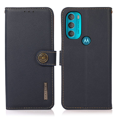 Coque Portefeuille Livre Cuir Etui Clapet B02H pour Motorola Moto G71 5G Bleu