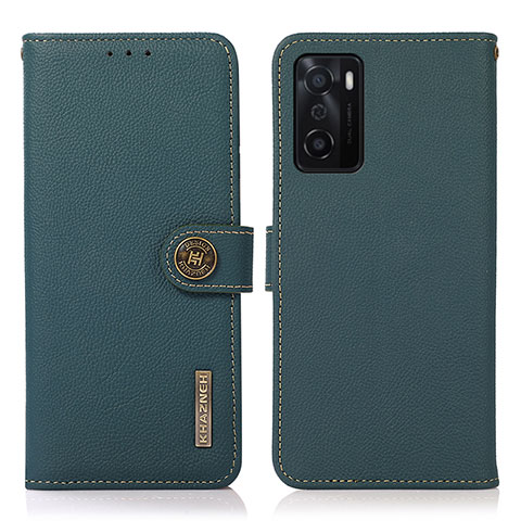 Coque Portefeuille Livre Cuir Etui Clapet B02H pour Oppo A55S 5G Vert