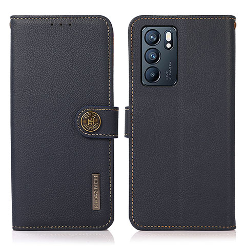 Coque Portefeuille Livre Cuir Etui Clapet B02H pour Oppo Reno6 5G Bleu