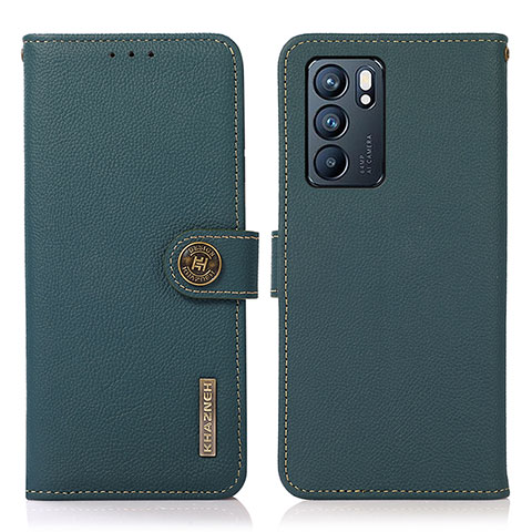 Coque Portefeuille Livre Cuir Etui Clapet B02H pour Oppo Reno6 5G Vert