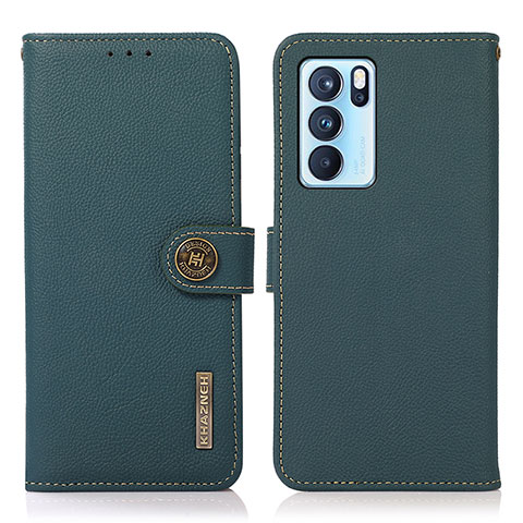 Coque Portefeuille Livre Cuir Etui Clapet B02H pour Oppo Reno6 Pro 5G India Vert