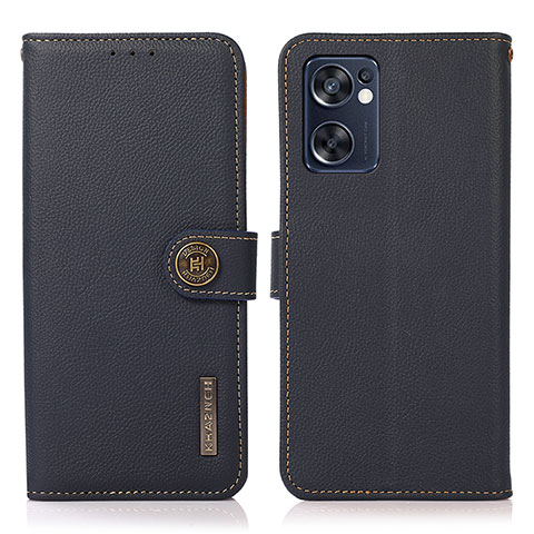 Coque Portefeuille Livre Cuir Etui Clapet B02H pour Oppo Reno7 SE 5G Bleu