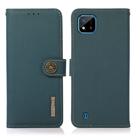 Coque Portefeuille Livre Cuir Etui Clapet B02H pour Realme Narzo 50i Vert