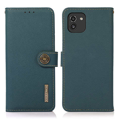 Coque Portefeuille Livre Cuir Etui Clapet B02H pour Samsung Galaxy A03 Vert