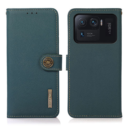 Coque Portefeuille Livre Cuir Etui Clapet B02H pour Xiaomi Mi 11 Ultra 5G Vert