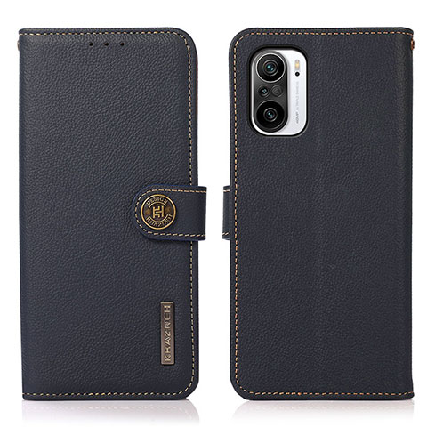 Coque Portefeuille Livre Cuir Etui Clapet B02H pour Xiaomi Poco F3 5G Bleu