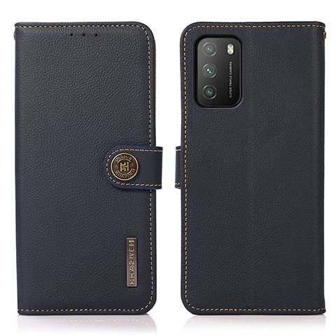 Coque Portefeuille Livre Cuir Etui Clapet B02H pour Xiaomi Poco M3 Bleu