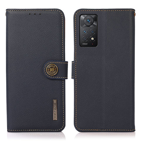 Coque Portefeuille Livre Cuir Etui Clapet B02H pour Xiaomi Redmi Note 11 Pro 5G Bleu