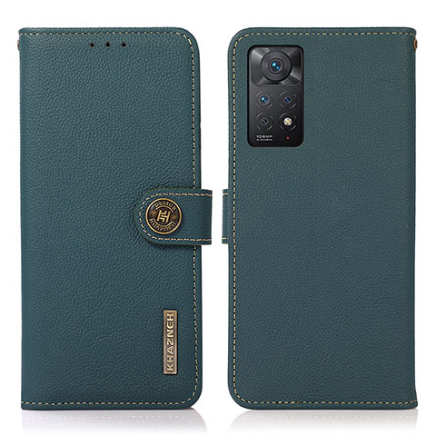 Coque Portefeuille Livre Cuir Etui Clapet B02H pour Xiaomi Redmi Note 11 Pro 5G Vert