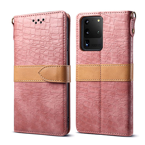 Coque Portefeuille Livre Cuir Etui Clapet B02S pour Samsung Galaxy S20 Ultra 5G Or Rose