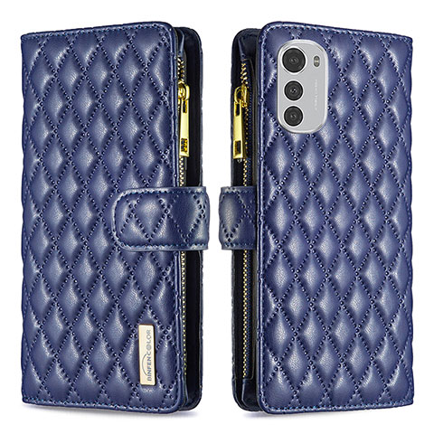 Coque Portefeuille Livre Cuir Etui Clapet B03F pour Motorola Moto E32 Bleu