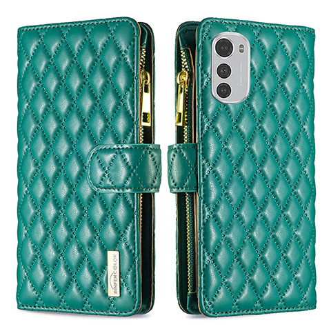 Coque Portefeuille Livre Cuir Etui Clapet B03F pour Motorola Moto E32s Vert