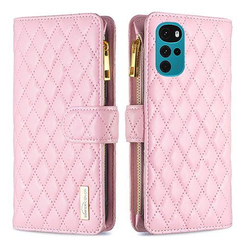 Coque Portefeuille Livre Cuir Etui Clapet B03F pour Motorola Moto G22 Rose