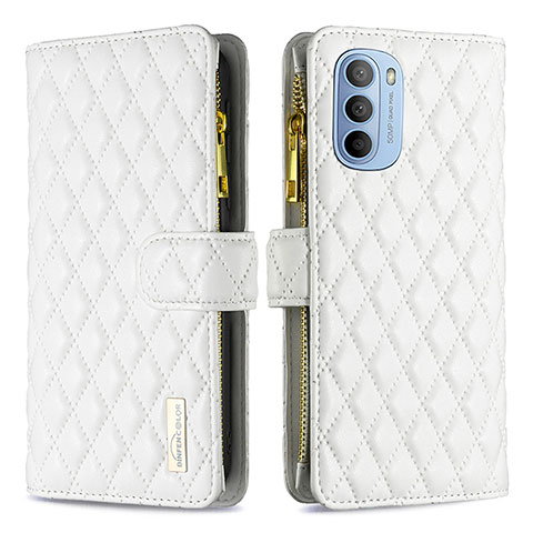 Coque Portefeuille Livre Cuir Etui Clapet B03F pour Motorola Moto G41 Blanc