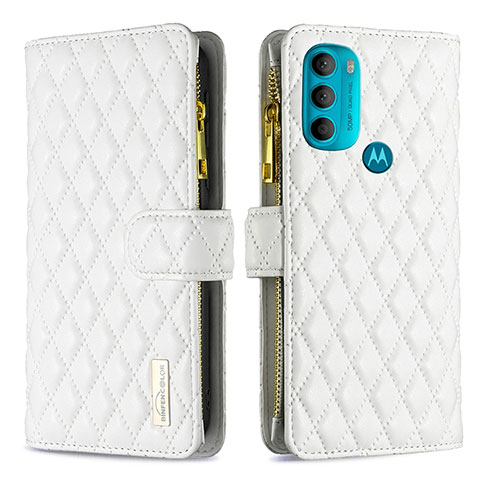 Coque Portefeuille Livre Cuir Etui Clapet B03F pour Motorola Moto G71 5G Blanc