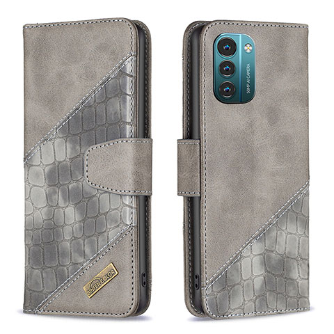 Coque Portefeuille Livre Cuir Etui Clapet B03F pour Nokia G11 Gris Fonce