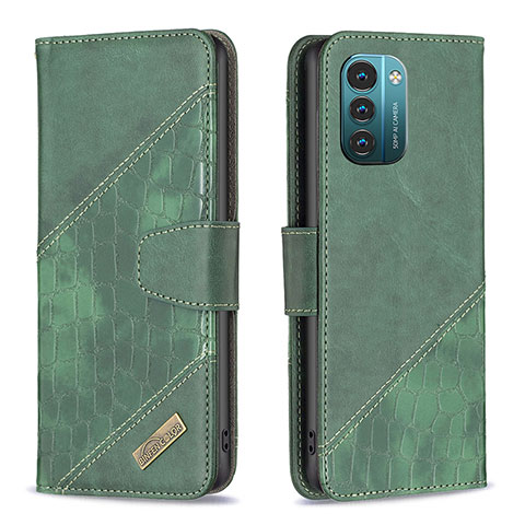 Coque Portefeuille Livre Cuir Etui Clapet B03F pour Nokia G21 Vert