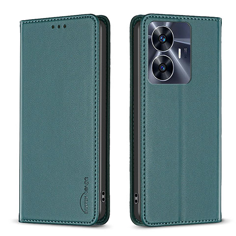 Coque Portefeuille Livre Cuir Etui Clapet B03F pour Realme C55 Vert