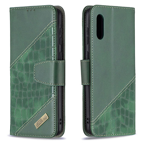 Coque Portefeuille Livre Cuir Etui Clapet B03F pour Samsung Galaxy A02 Vert