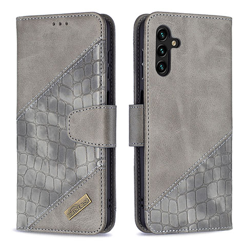 Coque Portefeuille Livre Cuir Etui Clapet B03F pour Samsung Galaxy A04s Gris Fonce