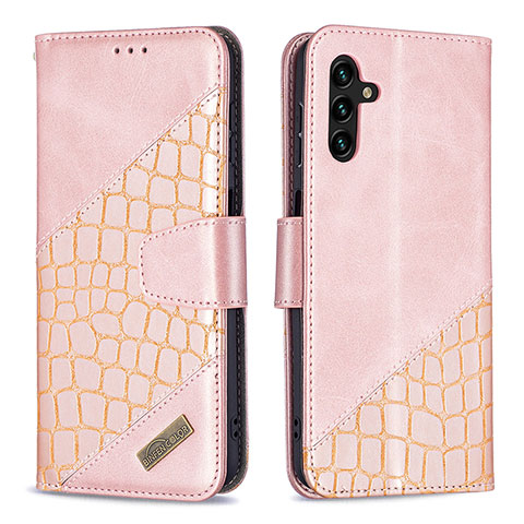 Coque Portefeuille Livre Cuir Etui Clapet B03F pour Samsung Galaxy A04s Or Rose