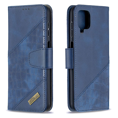 Coque Portefeuille Livre Cuir Etui Clapet B03F pour Samsung Galaxy A12 Nacho Bleu