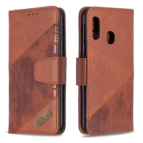 Coque Portefeuille Livre Cuir Etui Clapet B03F pour Samsung Galaxy A20e Marron