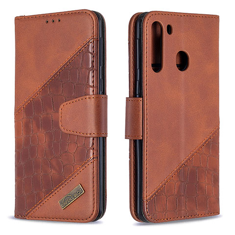 Coque Portefeuille Livre Cuir Etui Clapet B03F pour Samsung Galaxy A21 Marron