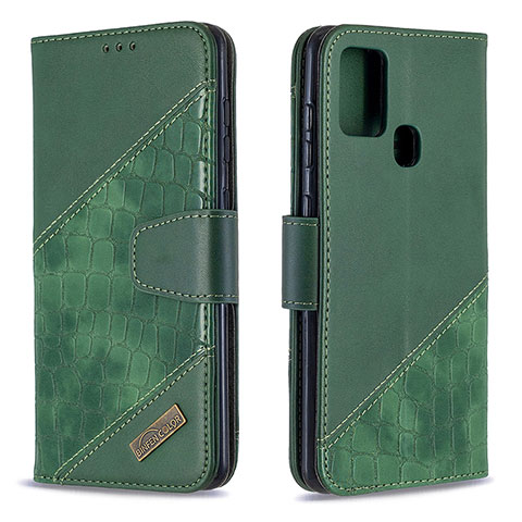 Coque Portefeuille Livre Cuir Etui Clapet B03F pour Samsung Galaxy A21s Vert