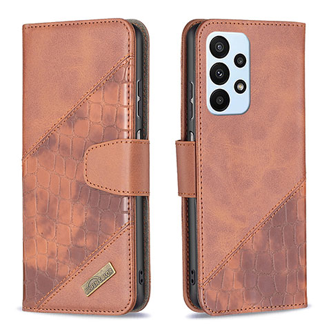 Coque Portefeuille Livre Cuir Etui Clapet B03F pour Samsung Galaxy A23 5G Marron