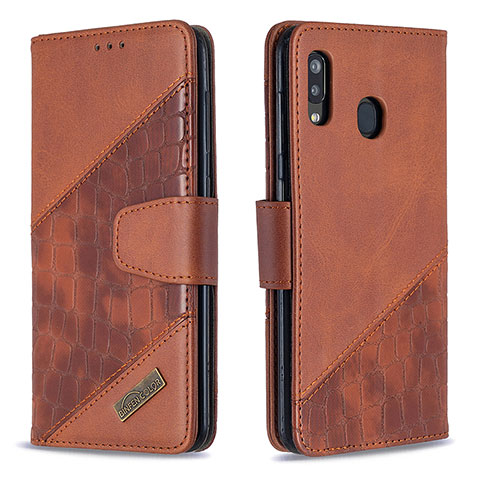 Coque Portefeuille Livre Cuir Etui Clapet B03F pour Samsung Galaxy A30 Marron