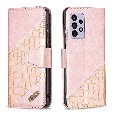 Coque Portefeuille Livre Cuir Etui Clapet B03F pour Samsung Galaxy A33 5G Or Rose