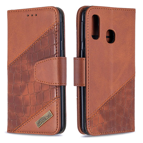 Coque Portefeuille Livre Cuir Etui Clapet B03F pour Samsung Galaxy A40 Marron