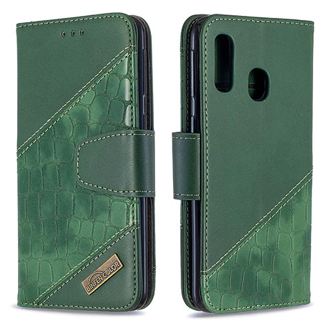 Coque Portefeuille Livre Cuir Etui Clapet B03F pour Samsung Galaxy A40 Vert